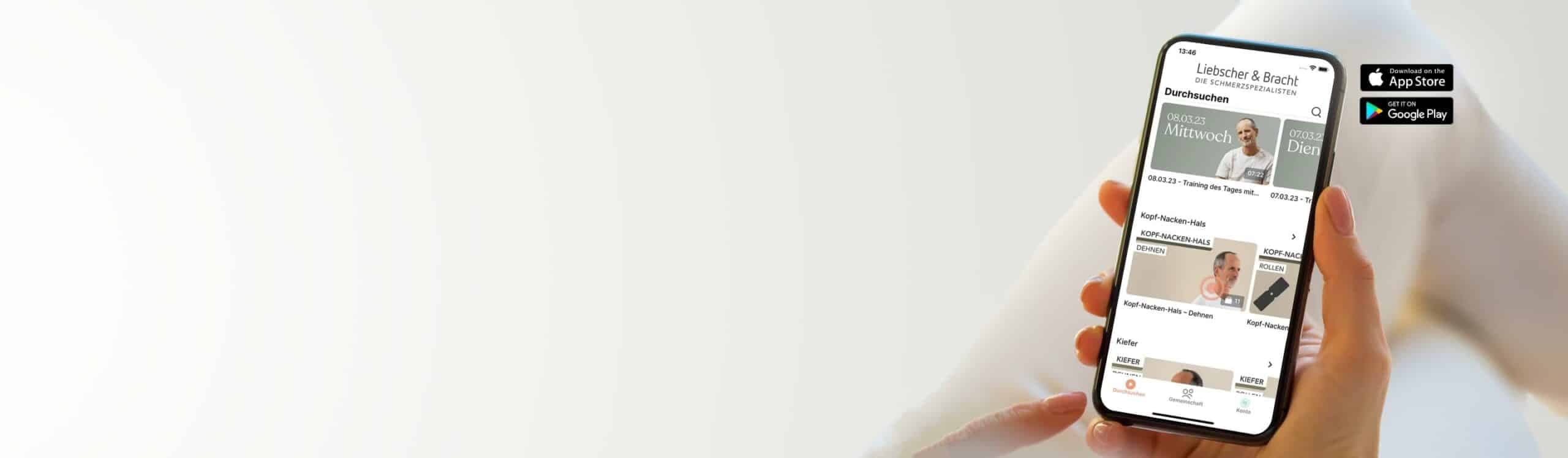 Smartphone mit der Liebscher & Bracht App