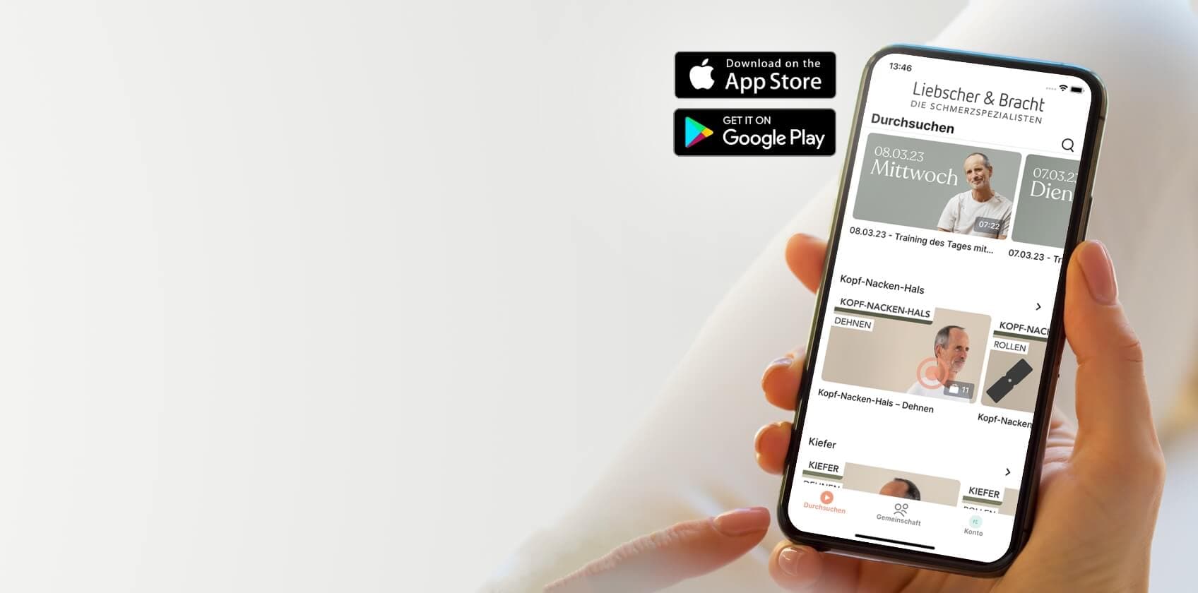 Smartphone mit der Liebscher & Bracht App