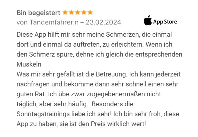 App-Store-Bewertung von Tandemfahrerin
