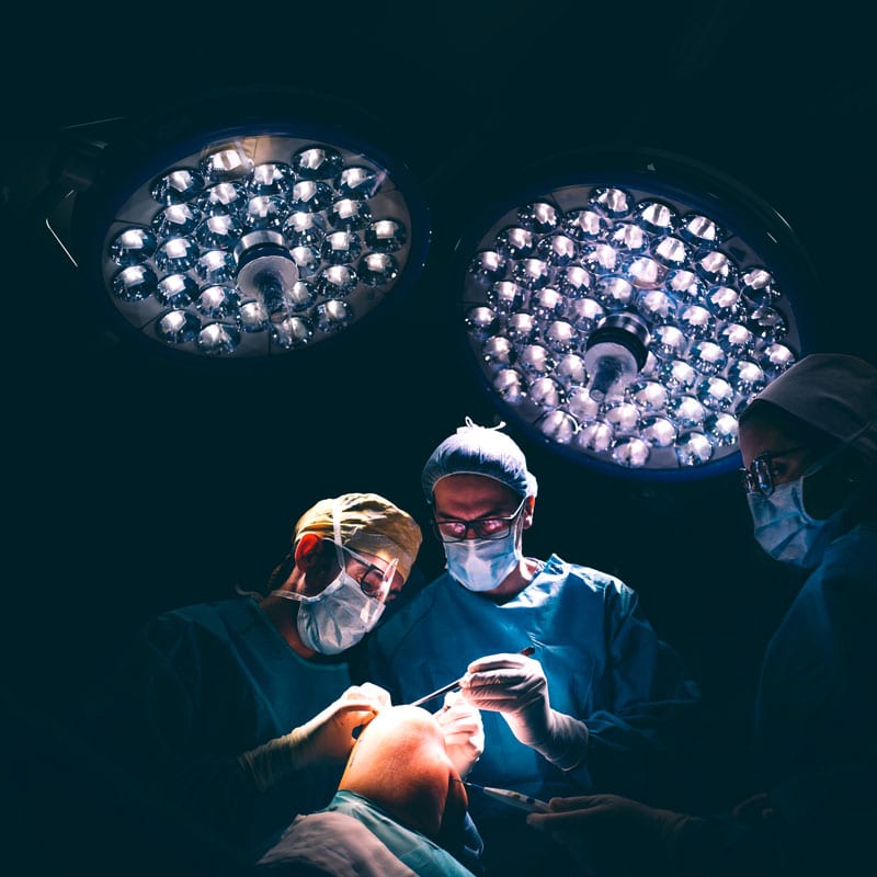 Surgeons do a knee arthroscopy