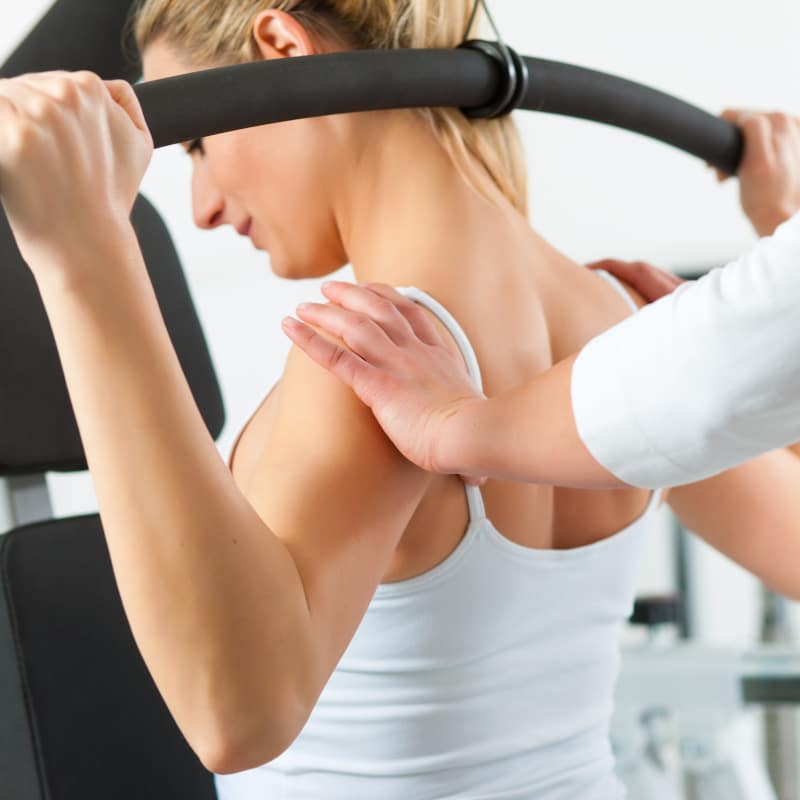 A woman training.