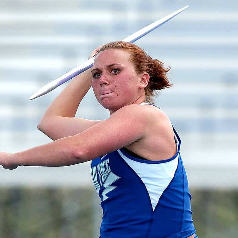 An athlete throwing a spear.