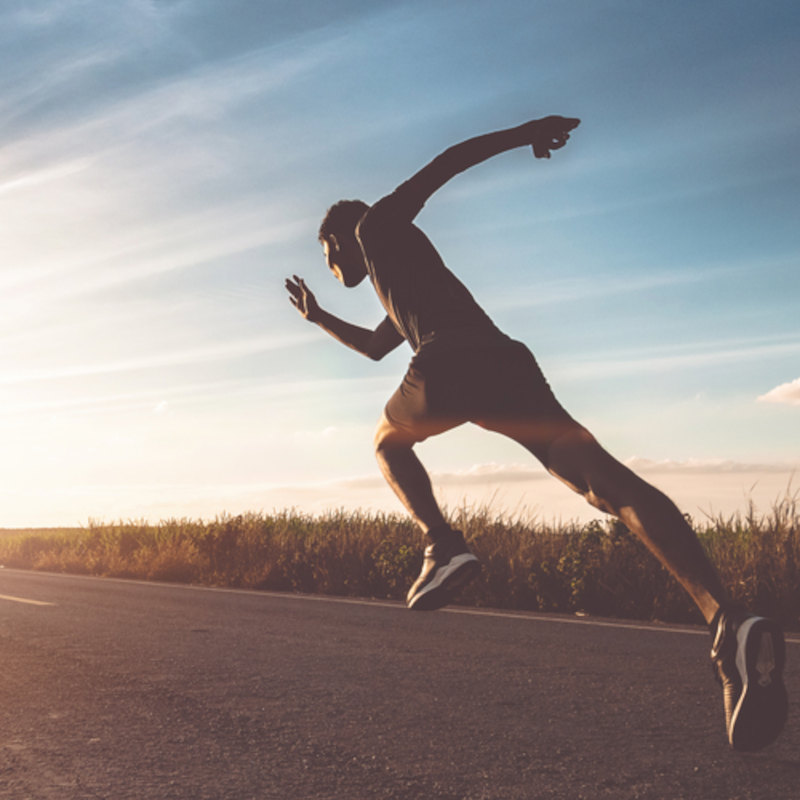 A man is running.