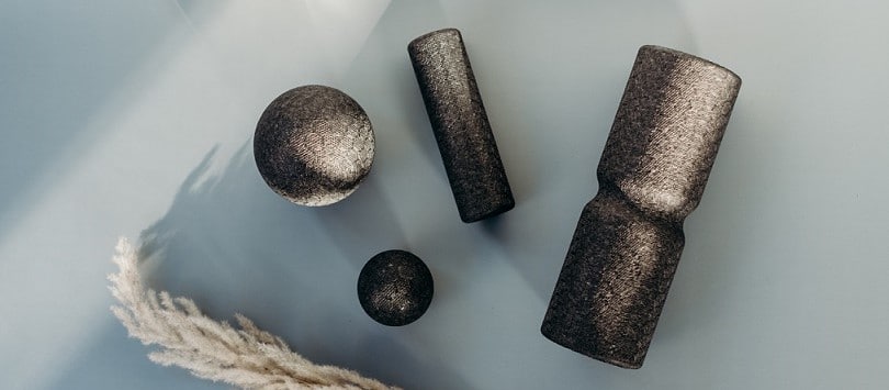 The Liebscher & Bracht foam roller set is arranged on a table.