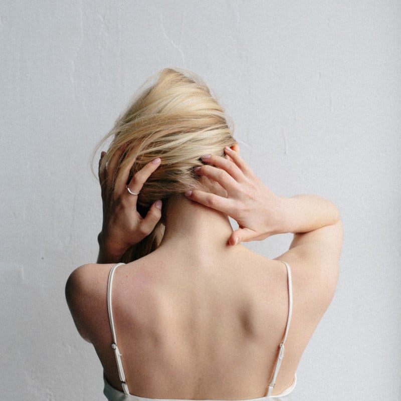 Closeup of a woman's neck.