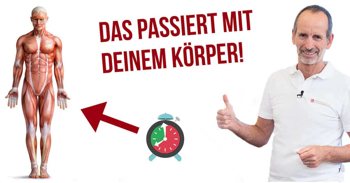 Roland Liebscher-Bracht zeigt an einem anatomischen Körper, was beim Intervallfasten im Körper passiert
