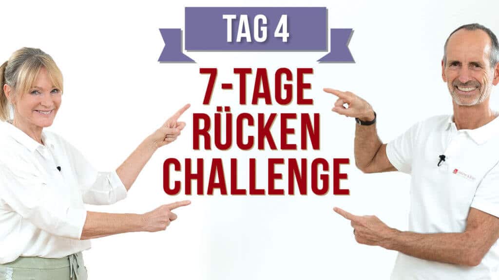 Roland und Petra weisen auf die Rücken-Challenge von Liebscher & Bracht hin