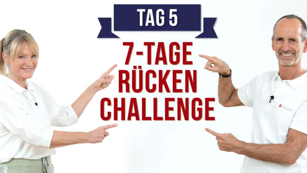 Roland und Petra weisen auf die Rücken-Challenge von Liebscher & Bracht hin