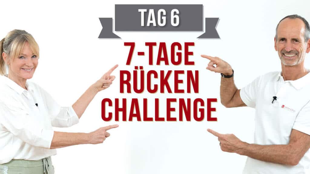 Roland und Petra weisen auf die Rücken-Challenge von Liebscher & Bracht hin