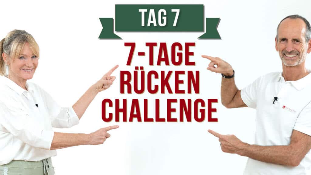 Roland und Petra weisen auf die Rücken-Challenge von Liebscher & Bracht hin
