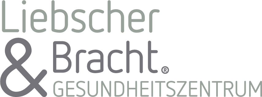 Logo von "Liebscher & Bracht - Gesundheitszentrum" in Grau und blassem dunkelgrün