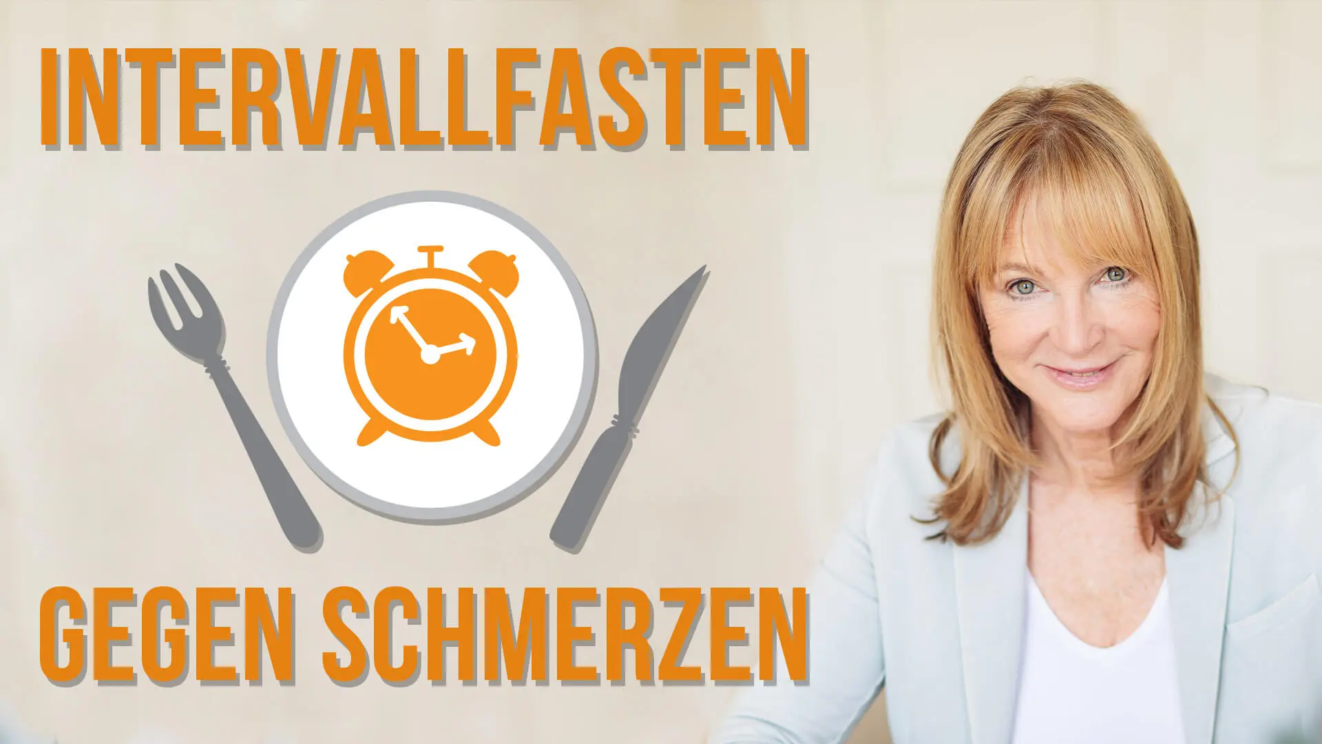 Zu sehen ist rechts Frau Dr. Petra Bracht. Neben ihr ist ein Teller mit einem Wecker und Besteck abgebildet.