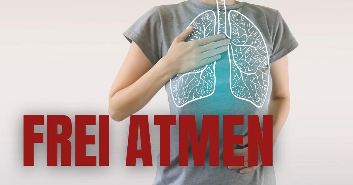 Das Foto eines Oberkörpers, darauf die Grafik einer Lunge