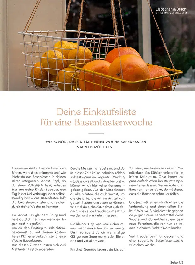 Einkaufsliste Basenfasten