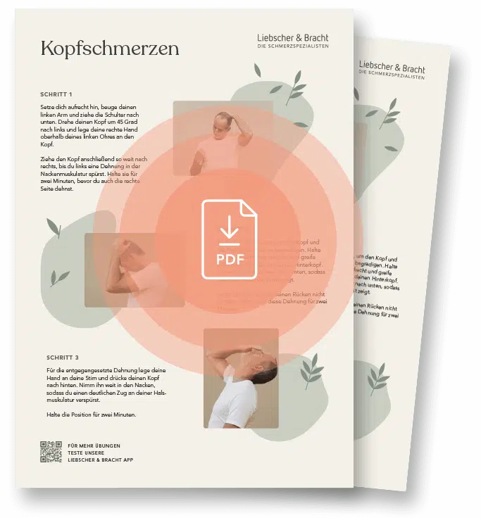 Liebscher & Bracht Poster mit Übungen gegen Kopfschmerzen.