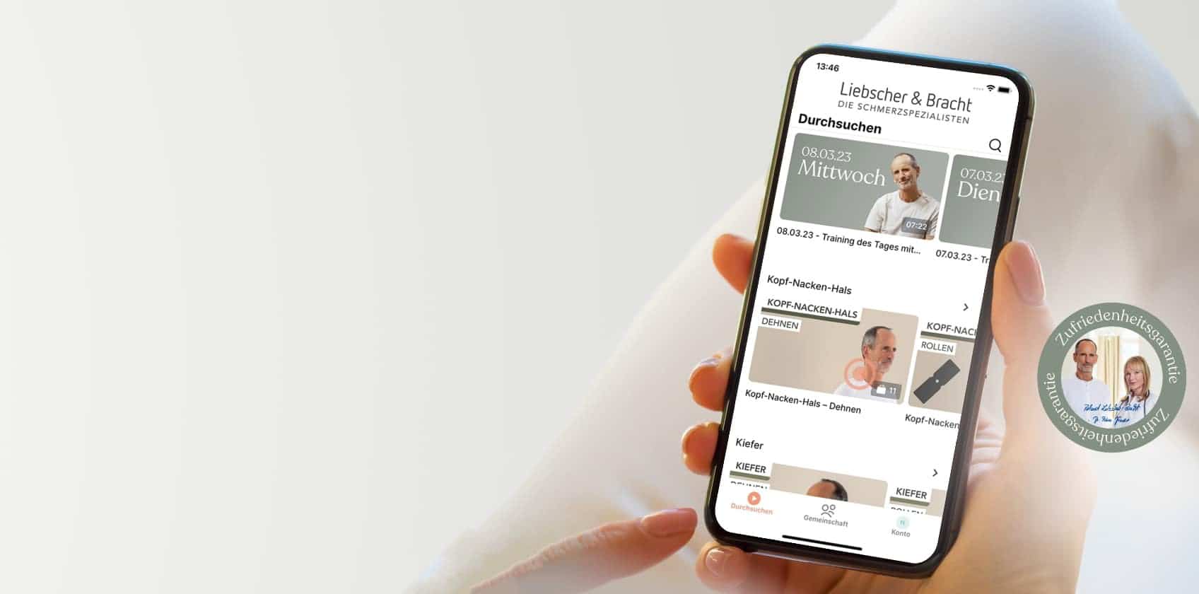 Mockup: Smartphone mit Liebscher & Bracht App