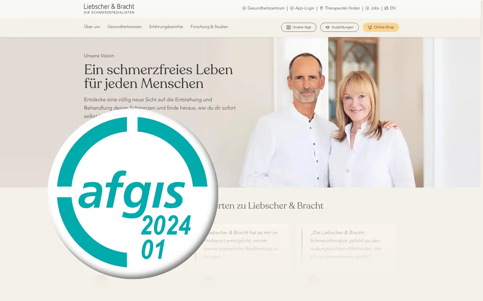 Afgis-Zertifizierung auf der Website von Liebscher & Bracht