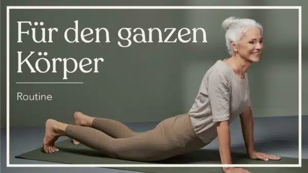 Vorschaubild für ein Mitmach-Video von Liebscher & Bracht: Eine Frau führt eine Übung auf einer Matt aus. Auf dem Bild steht: 